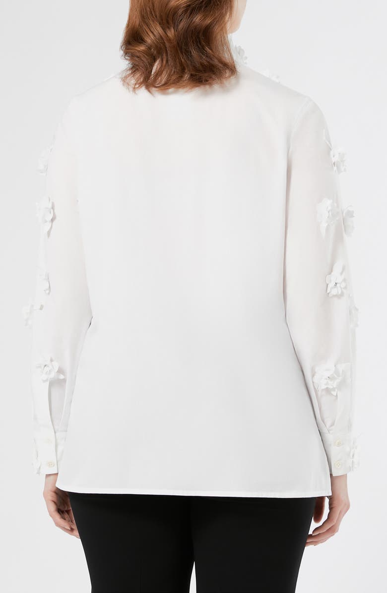 Marina Rinaldi Fidato Crystal Flower Button-Up Shirt, Alternate, color, Optical White