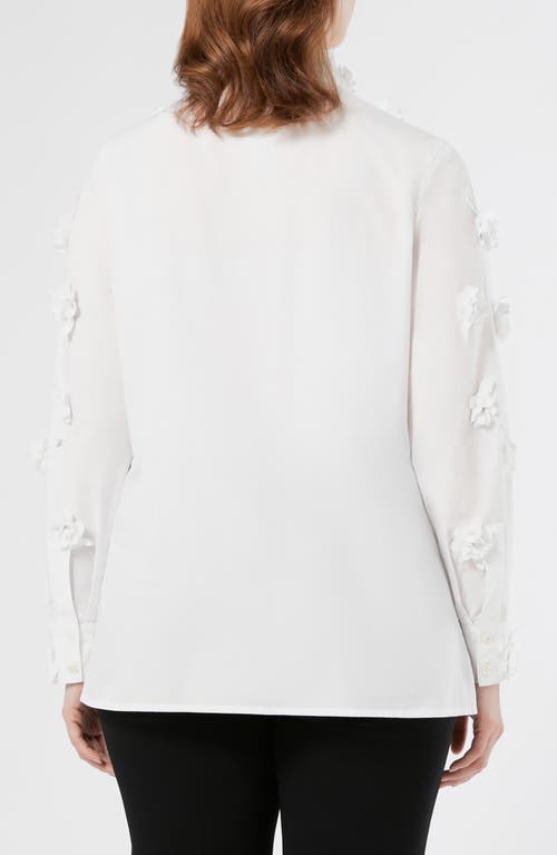 Marina Rinaldi Fidato Crystal Flower Button-up Shirt In White