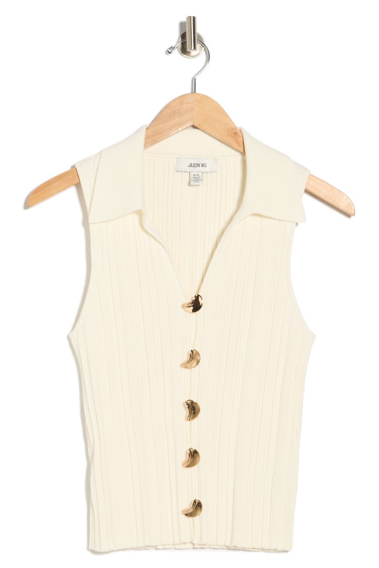 Button Front Sweater Vest, Alternate, color, EGRET