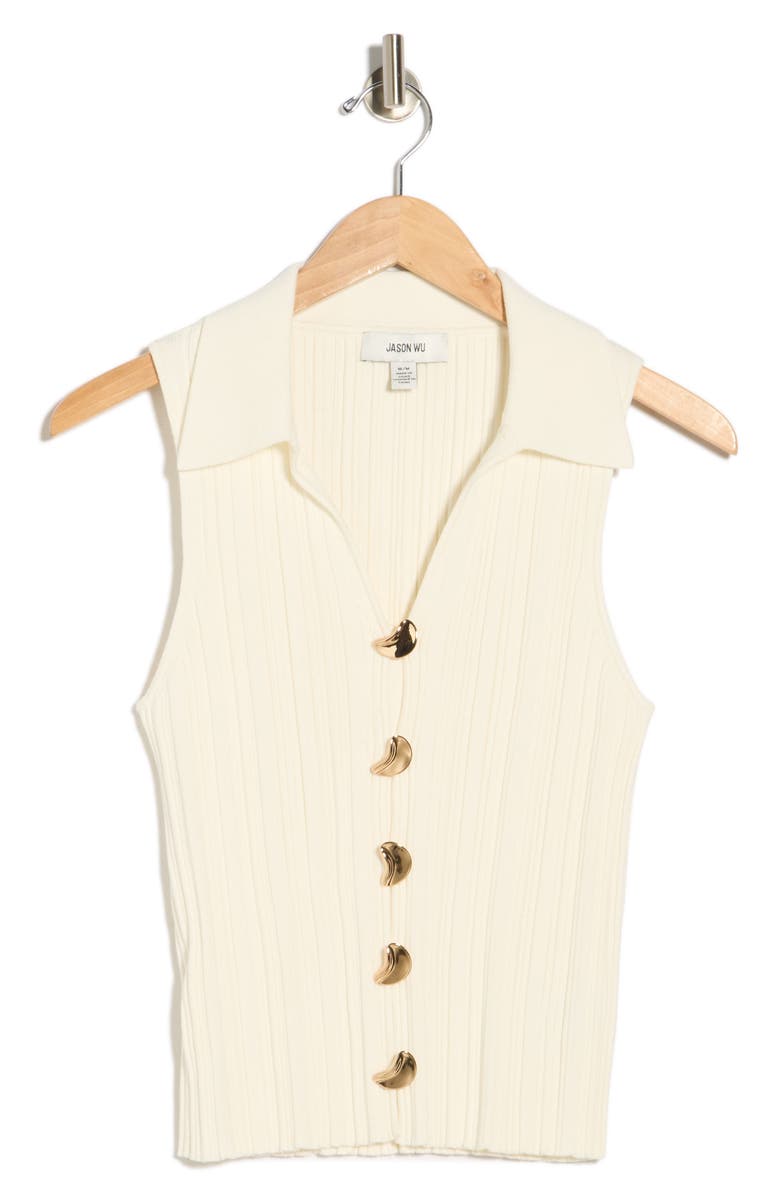 JASON WU Button Front Sweater Vest, Main, color, Egret