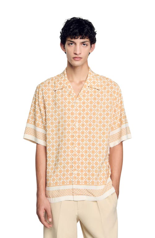 Sandro Square Cross Short-sleeve Shirt In Fire
