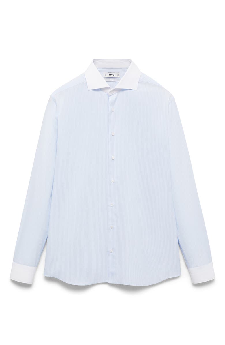 MANGO Slim Fit Stripe Button-Up Shirt with Contrast Collar, Alternate, color, 