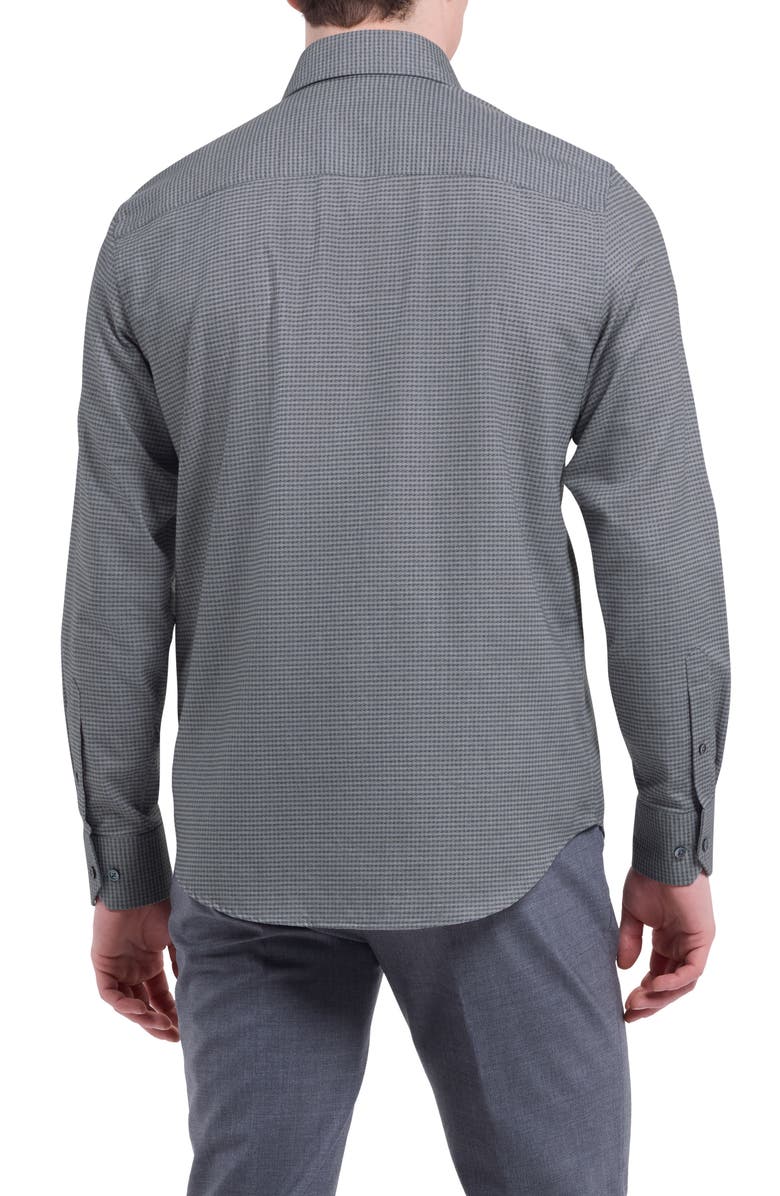 Bugatchi Alvin Trim Fit Micro Houndstooth Brushed Cotton Button-Up Shirt, Alternate, color, Cement