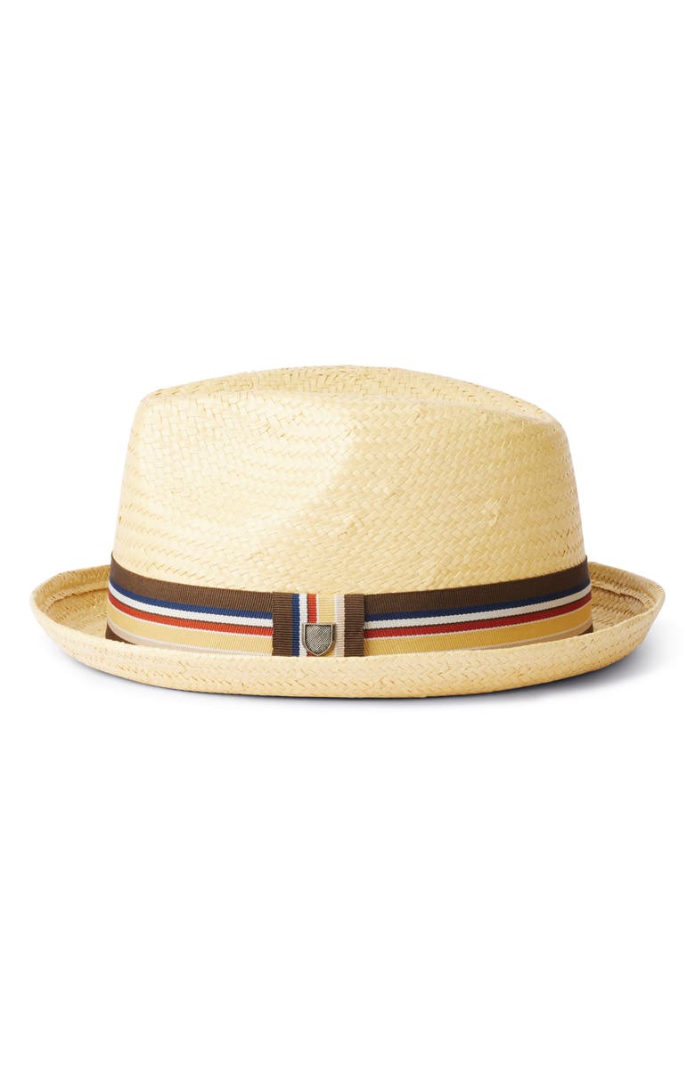 Brixton Castor Straw Fedora, Main, color, Tan
