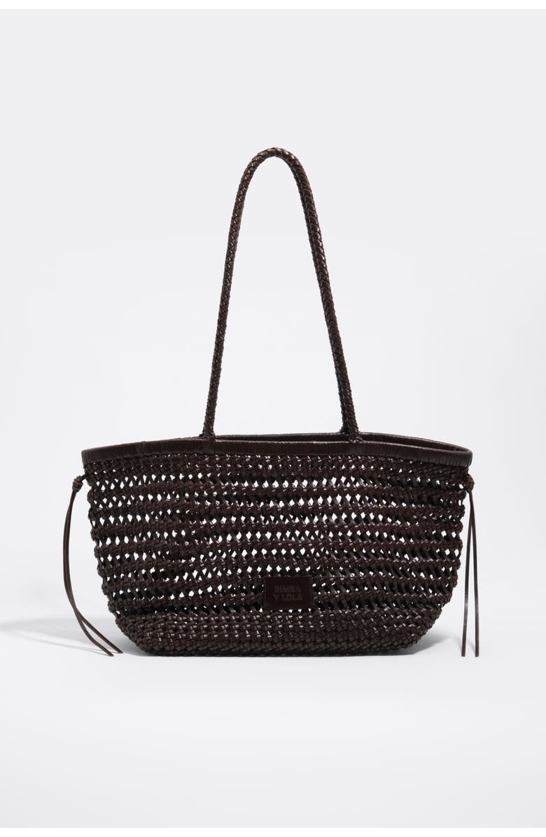 Bimba y Lola Plaited Leather Shopper Bag, Main, color, Dark Brown