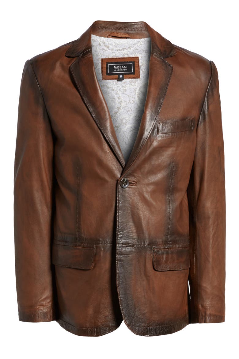 Vintage Leather Blazer, Alternate, color, BROWN