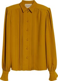 Valentino Pintuck Silk Cady Button-Up Shirt
