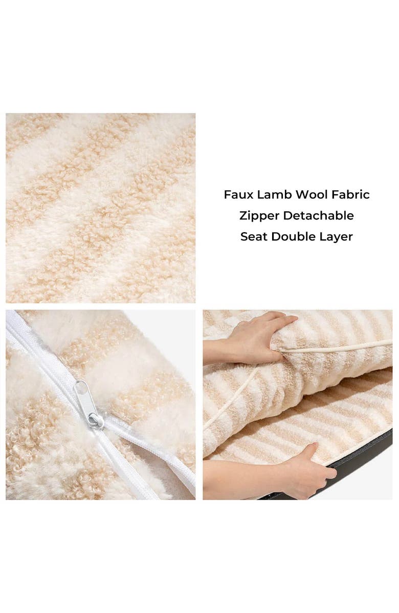 FunnyFuzzy Striped Faux Lambswool Double Layer Pet Sofa Bed, Alternate, color, Black
