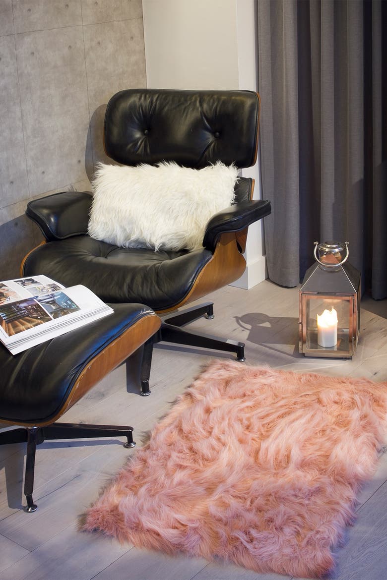 Hudson Faux Sheepskin Rug - 2ft x 3ft - Dusty Rose, Alternate, color, DUSTY ROSE