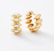 Sara Patino Jasmine Reversible Pearl and Gold Hoop Earrings