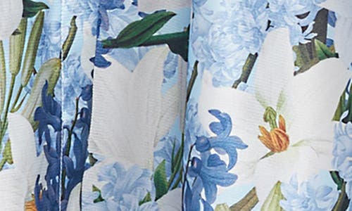 Sachin & Babi Martine Pleated Floral-print Mikado Midi Dress In Sky Blue Star Lillies