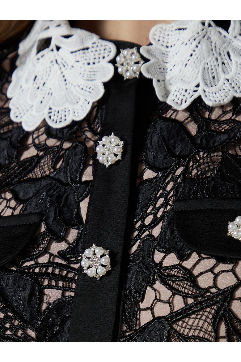 Short Sleeve Lace Shirt Dress, Alternate, color, Black
