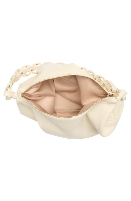 Sam Edelman Bay Chain Link Pebbled Leather Hobo Bag In White
