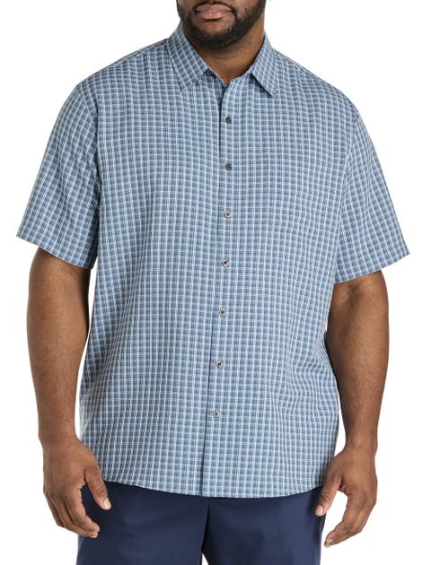 Big & Tall Plaid Microfiber Sport Shirt