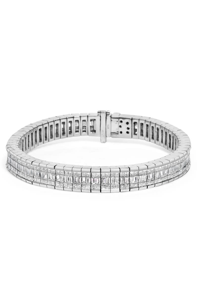 Haus of Brilliance 14K White Gold 7 7/8 Cttw Princess and Baguette Diamond Eternity Tennis Bracelet, Main, color, White