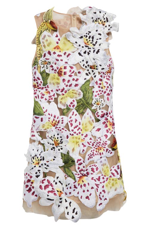 OSCAR DE LA RENTA OSCAR DE LA RENTA ORCHID THREADWORK SLEEVELESS MINIDRESS 