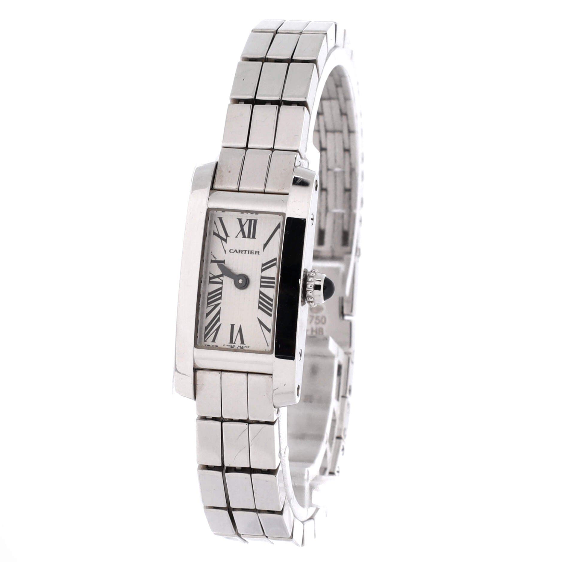 Tank Allongee Laniere Quartz Watch White Gold 14, Alternate, color, Metallic Silver