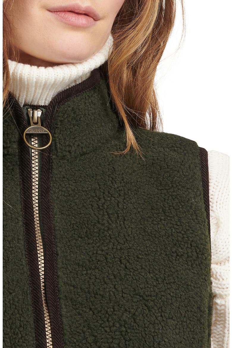 Burford Corduroy Trim Fleece Vest, Alternate, color, OLIVE/CLASSIC