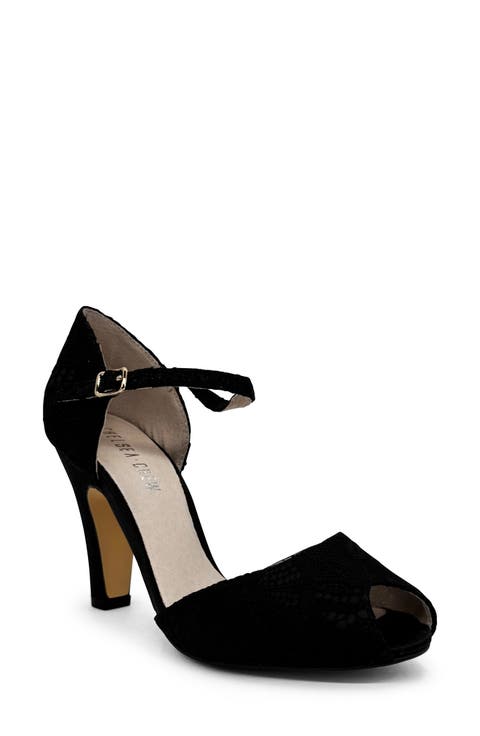 Lulu Ankle Strap Peep Toe Pump (Women)