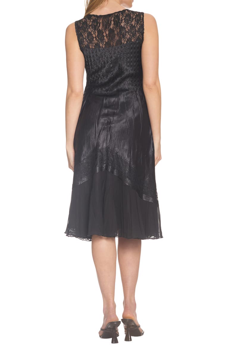 Charmeuse & Chiffon Cocktail Dress with Jacket, Alternate, color, BLACK