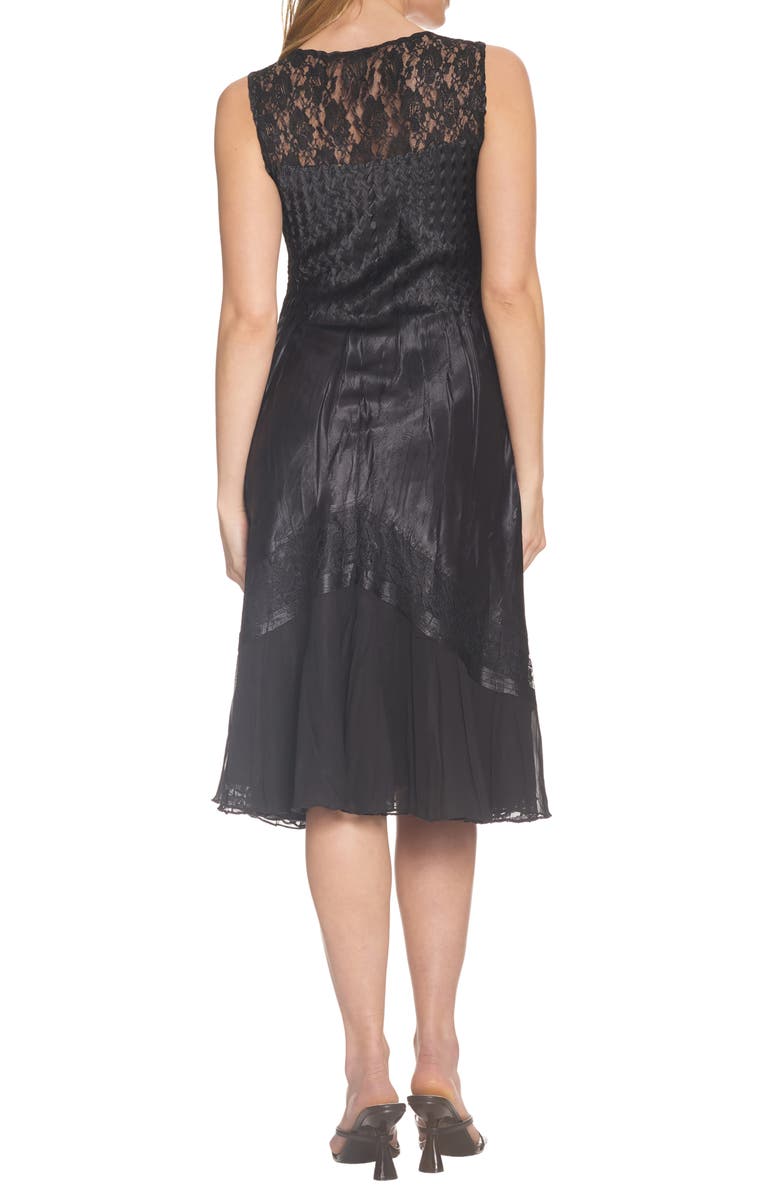 Komarov Charmeuse & Chiffon Cocktail Dress with Jacket, Alternate, color, Black