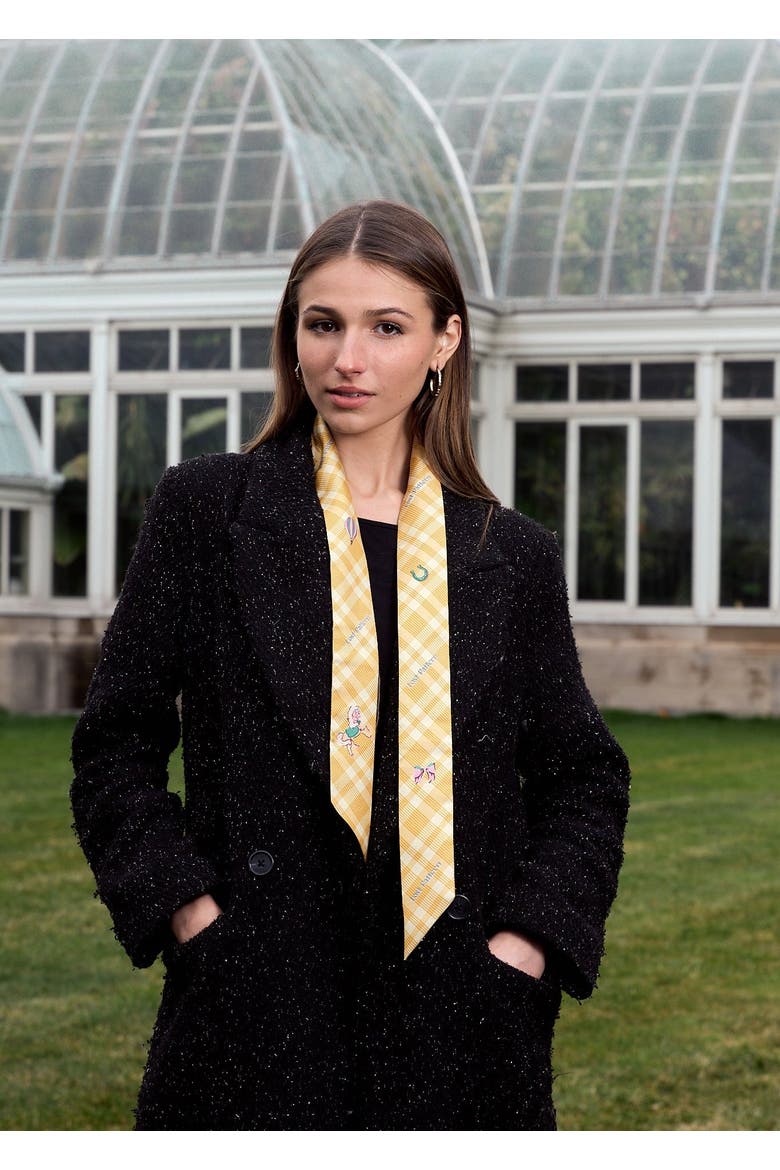 "Pop Pony" Silk Twill Skinny Scarf, Alternate, color, Yellow