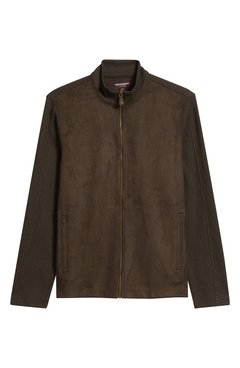 Johnston & Murphy Sueded Mixed Media Jacket, Alternate, color, Brown