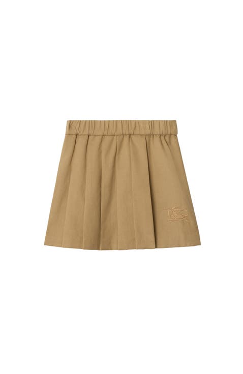Pleated Cotton Blend Skirt