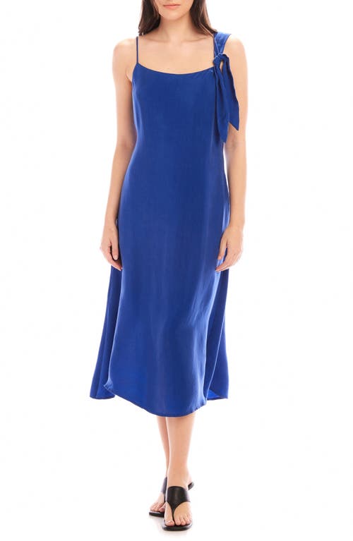 Shop Fifteen Twenty Serewna Asymmetric Strap Midi Dress In Marine Blue