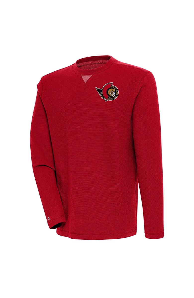 ANTIGUA Men's Antigua  Red Ottawa Senators Flier Bunker Tri-Blend Pullover Sweatshirt, Alternate, color, 