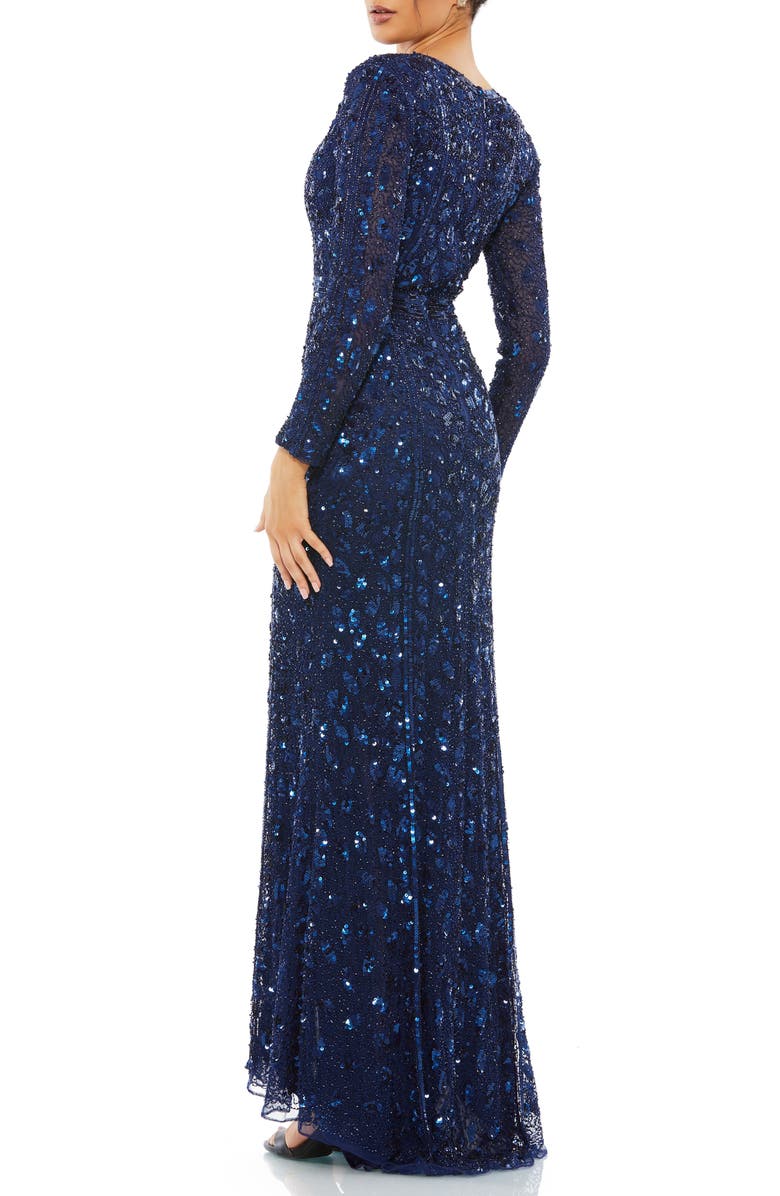 Mac Duggal Embellished Long Sleeve Evening Gown, Alternate, color, 