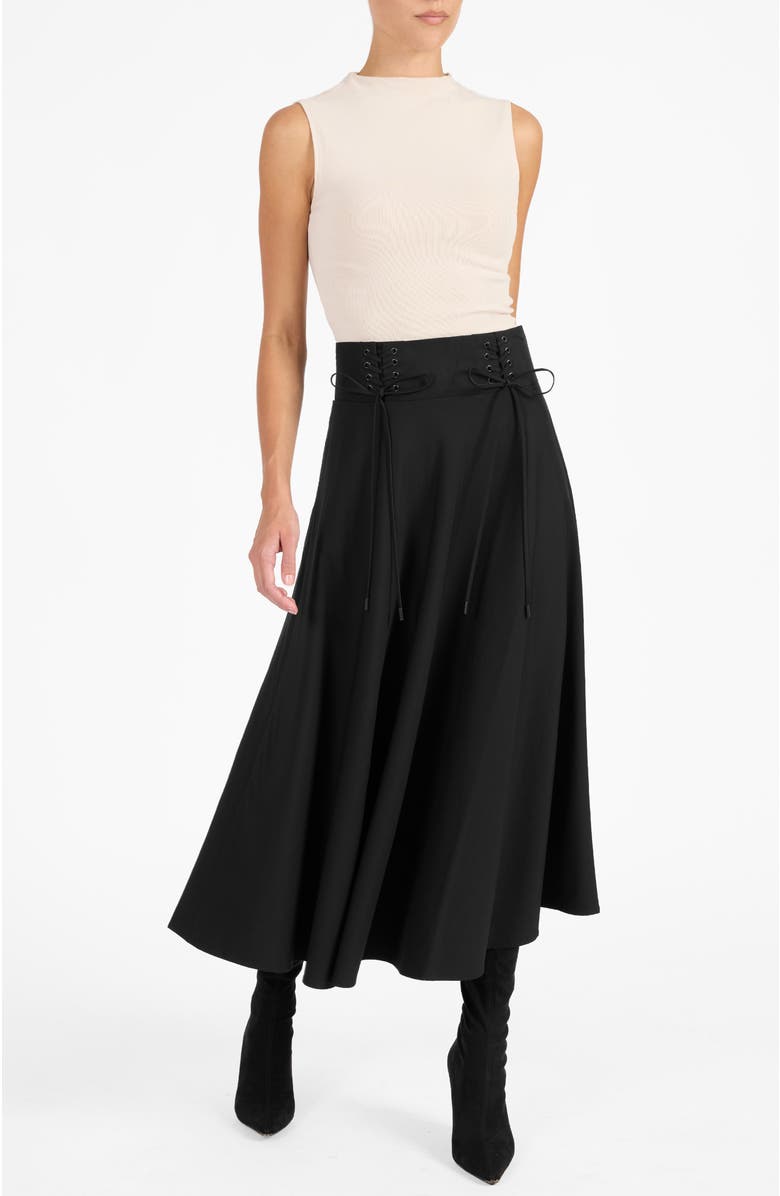 Santorelli Aster Full Midi Skirt, Main, color, Black