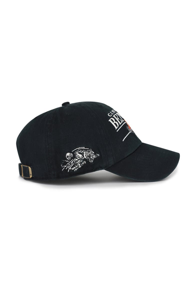 Men's '47 Black Cincinnati Bengals Throwback Graphic Clean Up Adjustable Hat, Alternate, color, Black
