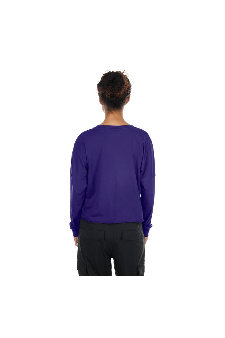 Women's New Era  Purple Baltimore Ravens Cropped Oversized Long Sleeve T-Shirt, Alternate, color, Purple