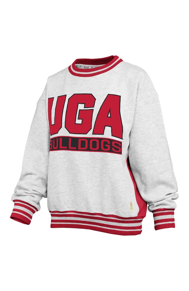 PRESSBOX Women's Pressbox Heather Gray/Red Georgia Bulldogs Endzone Crewneck Sweatshirt, Alternate, color, Heather Gray