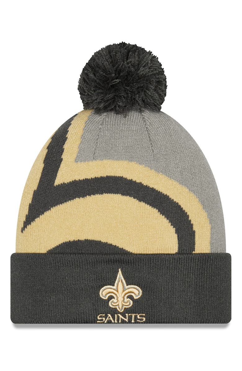 New Era Men's New Era Graphite New Orleans Saints Logo Whiz Redux Cuffed Knit Hat, Main, color, Graphite