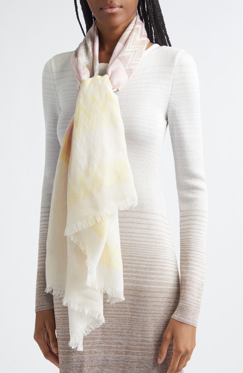 Missoni Woven Zigzag Fringe Cotton & Modal Scarf, Main, color, 