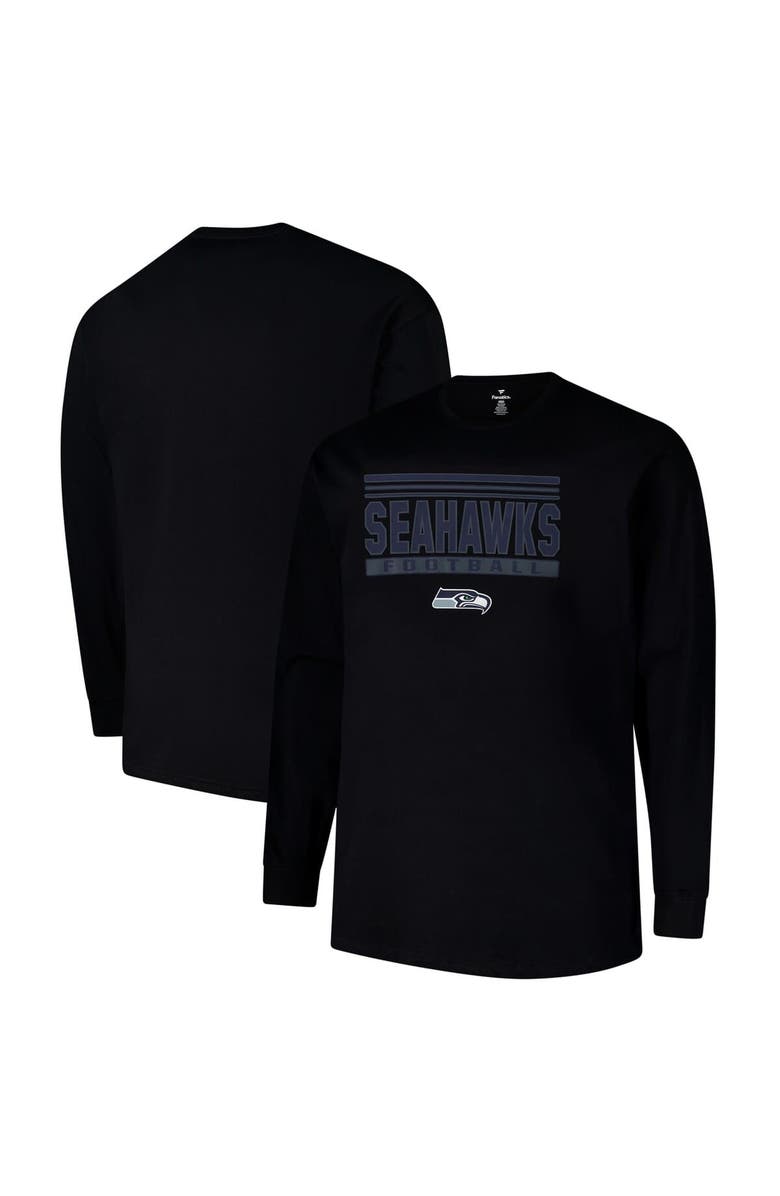 FANATICS Men's Profile  Black Seattle Seahawks Big & Tall Pop Long Sleeve T-Shirt, Main, color, Black