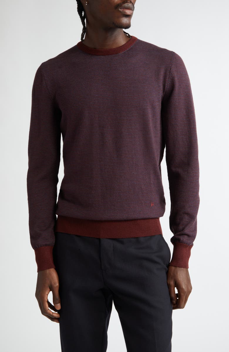 ISAIA Stripe Wool, Silk & Cashmere Crewneck Sweater, Main, color, Purple
