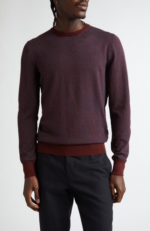 Stripe Wool, Silk & Cashmere Crewneck Sweater
