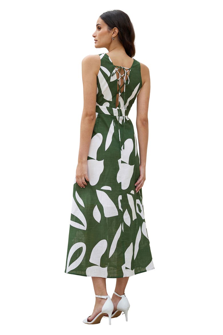 Cotton Abstract Print Maxi Dress, Alternate, color, Green