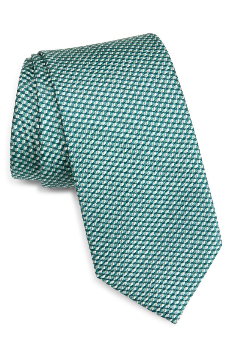 Brioni Micro Jacquard Silk Tie, Main, color, Emerald/ Aqua