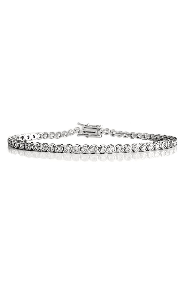 Leni James The Mini Poppy 2mm Bezel Tennis Bracelet, Main, color, Silver