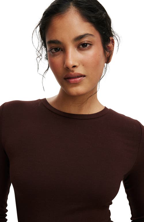 Cotton On All Day Crew Long Sleeve In Burgundy