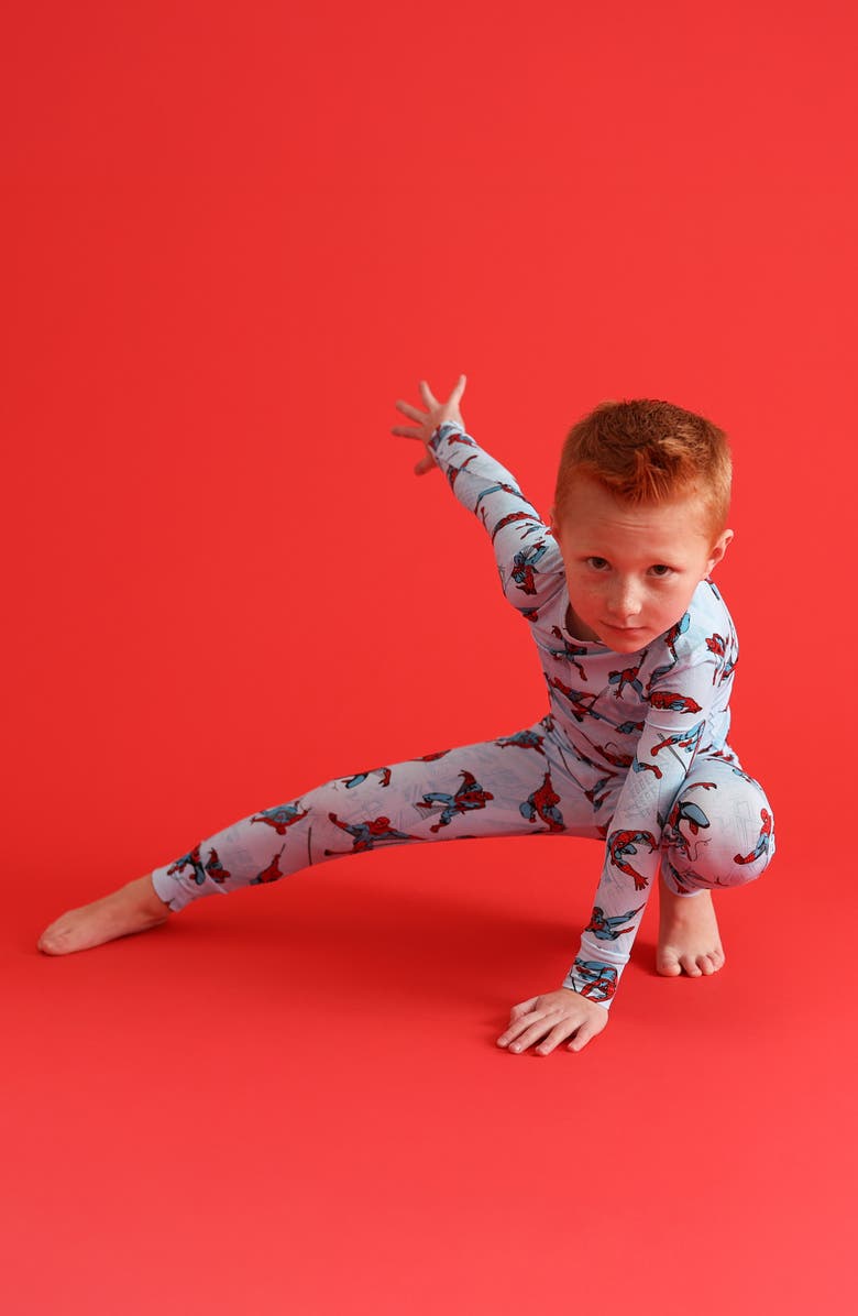 Posh Peanut Kids' Spiderman Print Classic Fitted Two-Piece Pajamas, Alternate, color, Spiderman