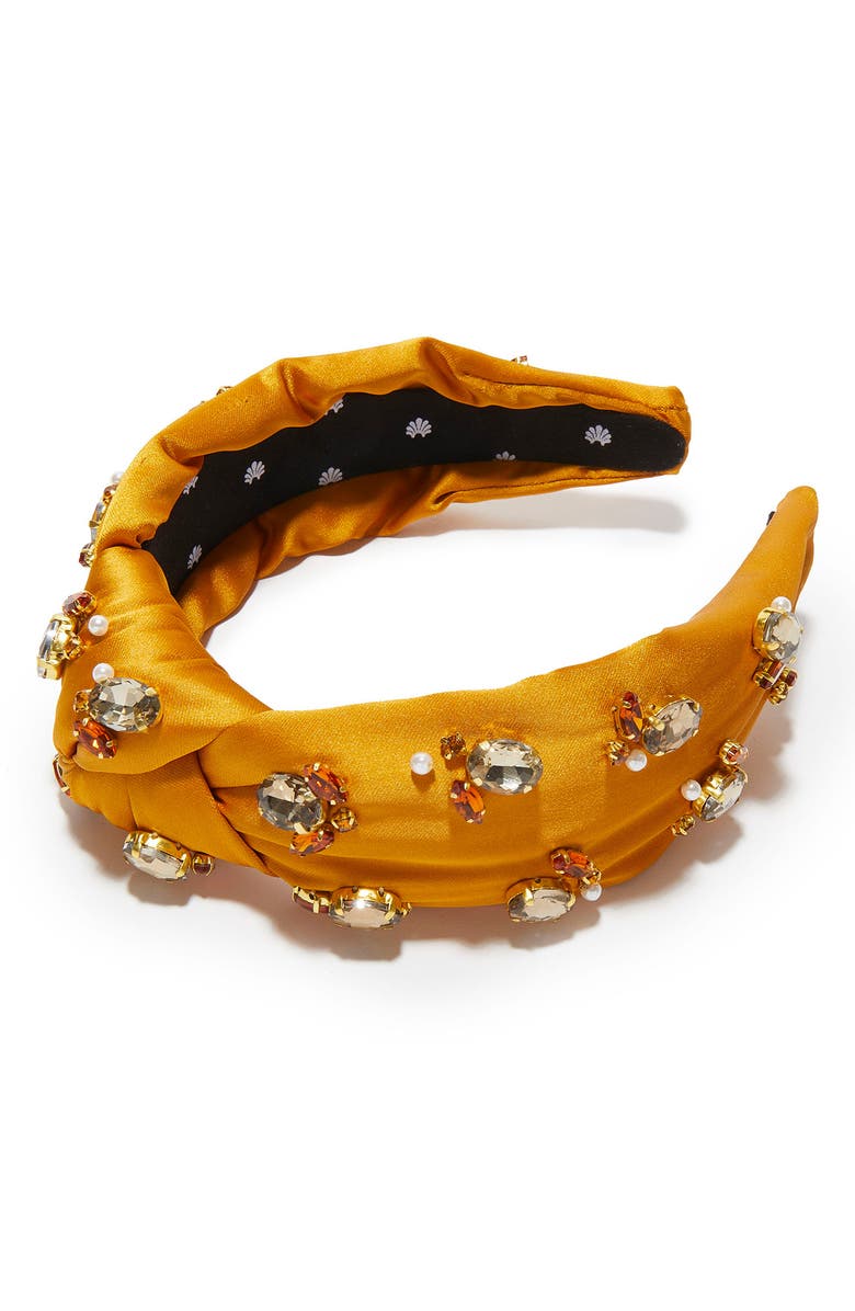 Lele Sadoughi Knotted Crystal Embellished Headband, Main, color, Maple