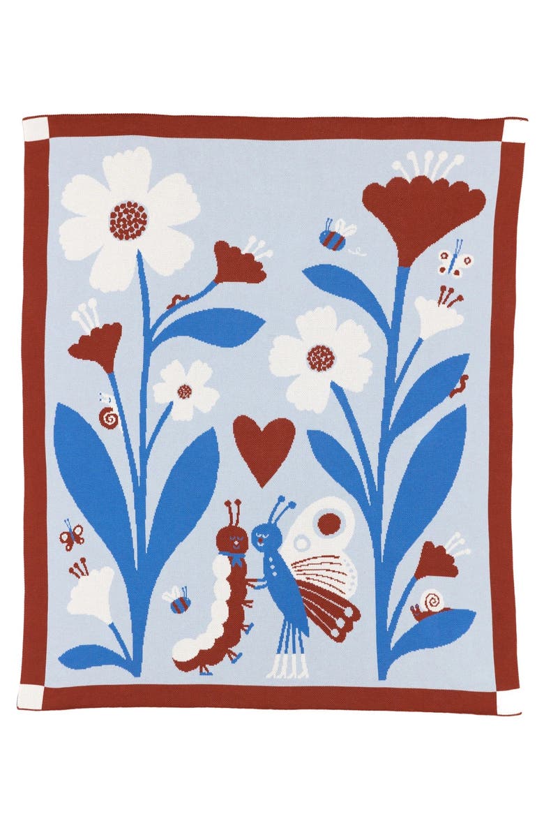 Biquette Bugs In Love Knit Throw Blanket, Main, color, Butterfly