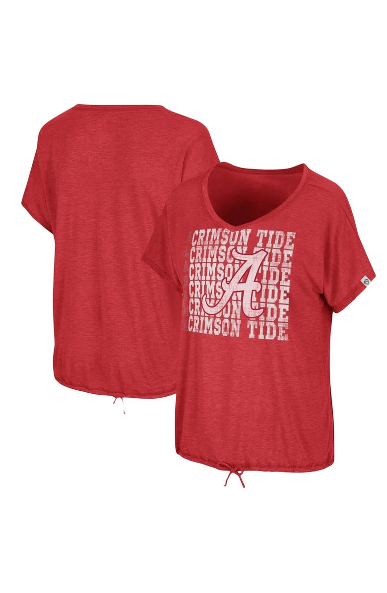 COLOSSEUM Women's Colosseum Heathered Crimson Alabama Crimson Tide Fifth Sense Drawcord V-Neck T-Shirt, Main, color, 