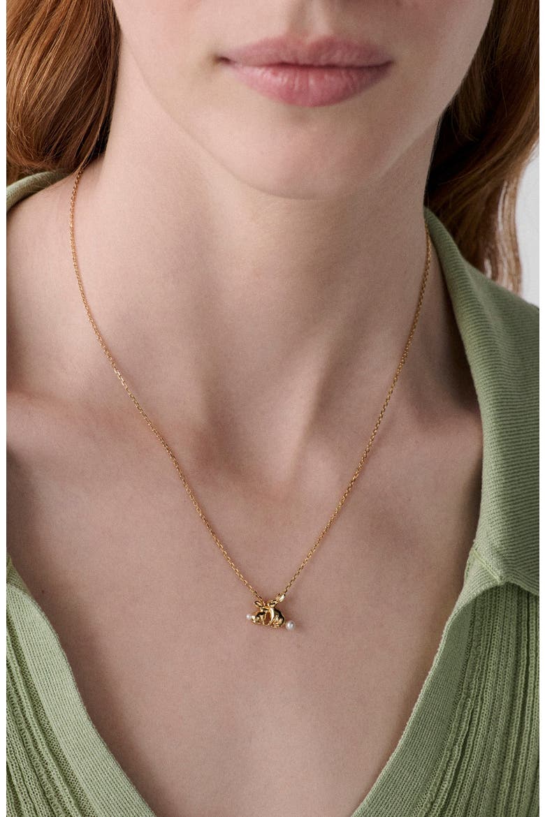 bunny pendant necklace, Alternate, color, GOLD