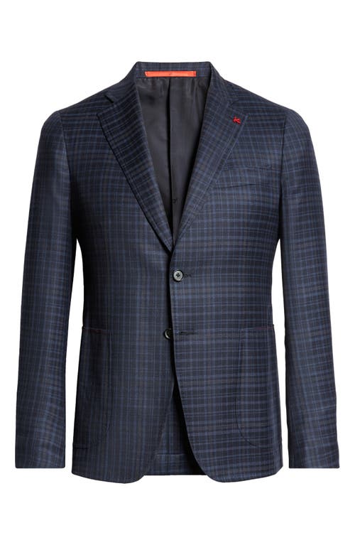 ISAIA Capri Plaid Wool Sport Coat in Blue 